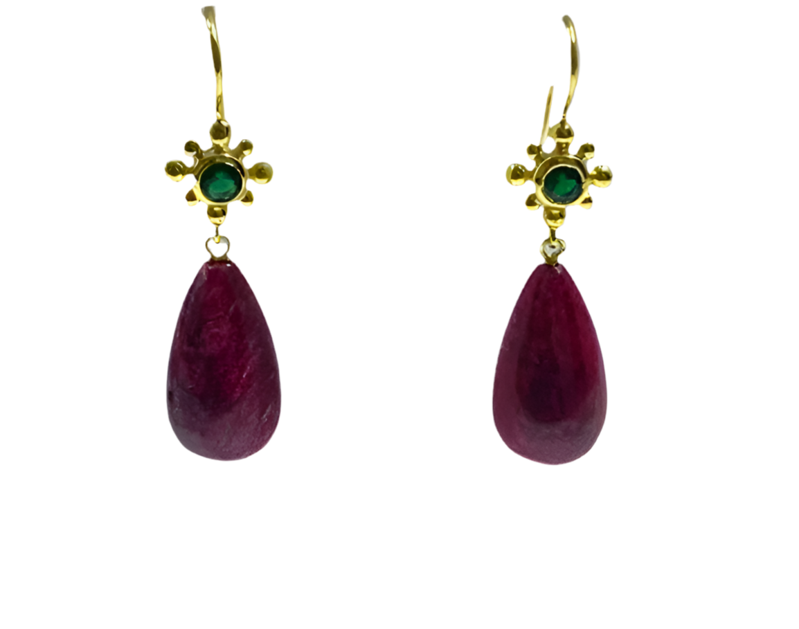 Tear Drop Ruby Earrings