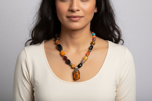 Vintage Multi Bead Necklace & Buddha Pendant