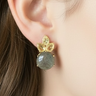 Citrine & Labradorite Dainty Earrings