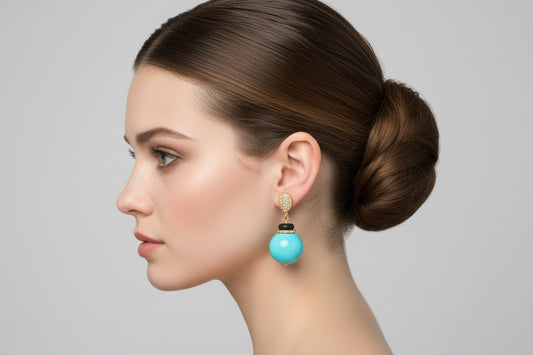 Turquoise Yellow Gold Vermeil Drop Earrings