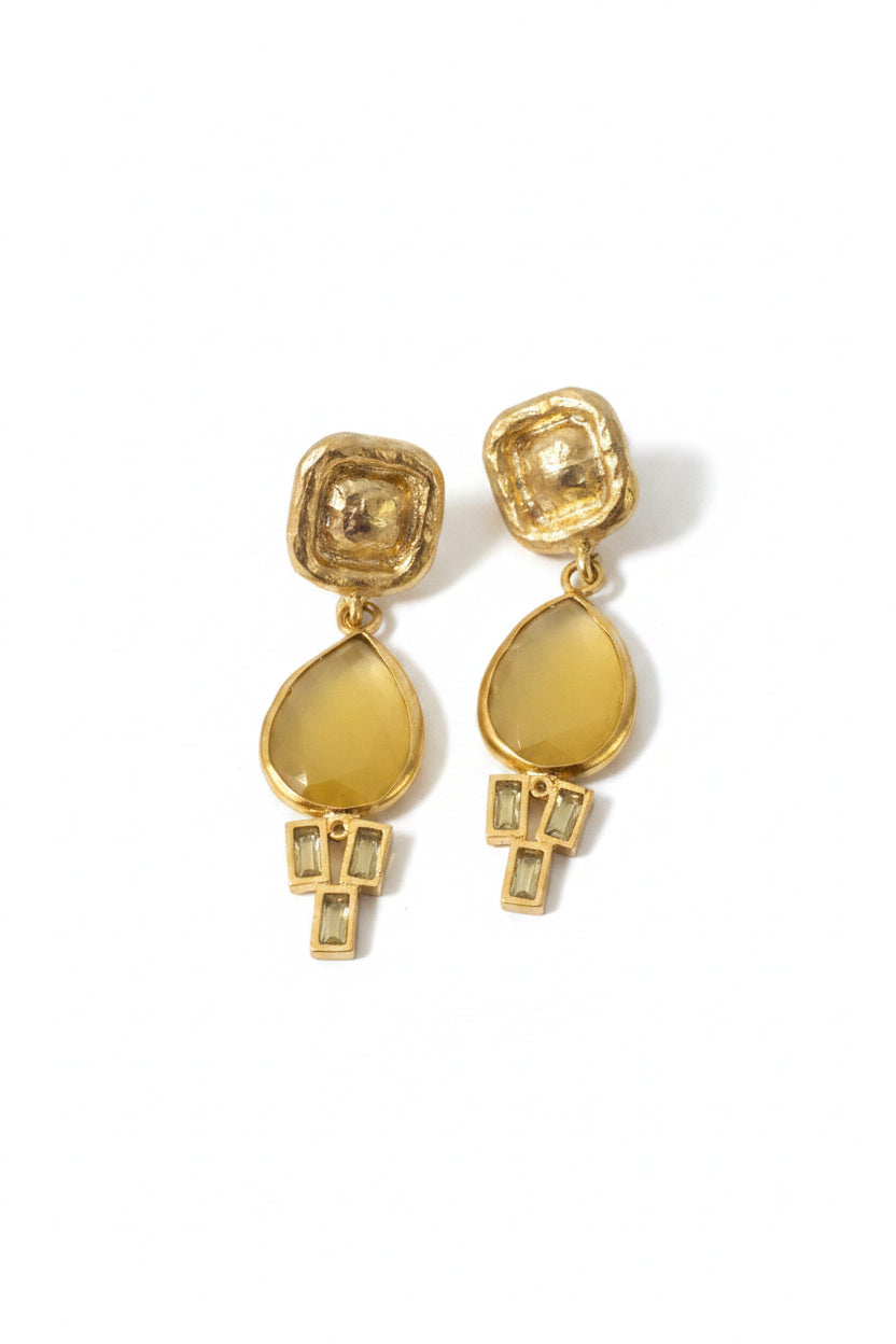 Gold & Citrine Tear Drop Earrings