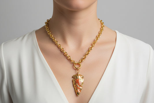 Link Chain Necklace & Removable Vermeil Arrowhead Charm