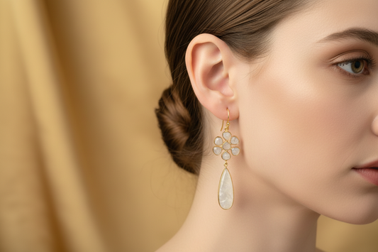 Rainbow Moonstone Chandelier Earrings