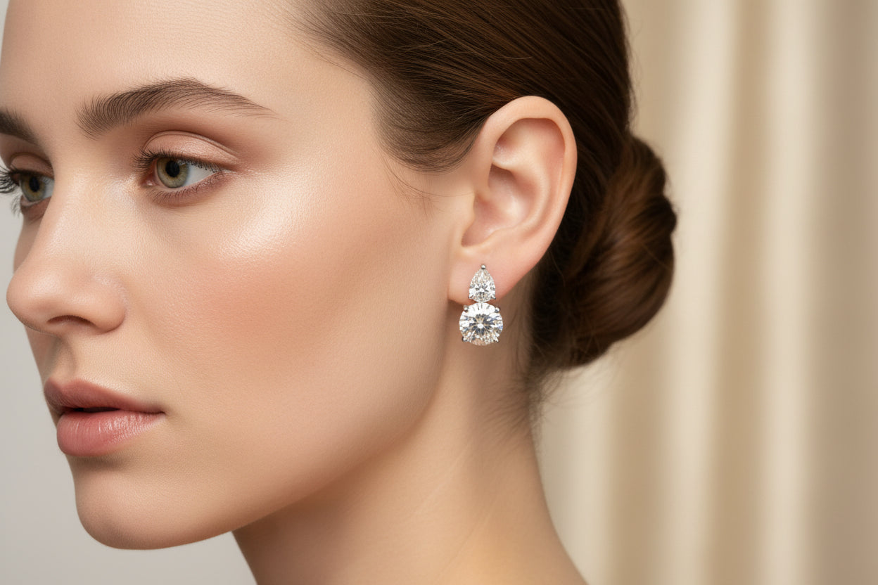 Two and Half Carat Cubic Zirconium Stud Earrings