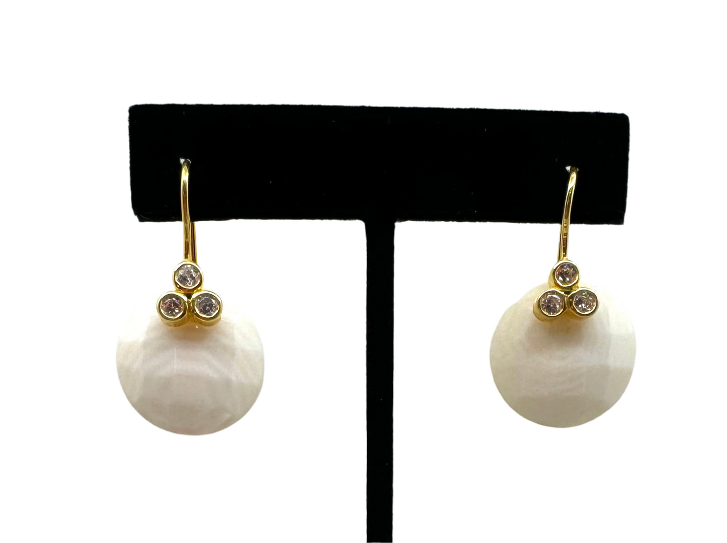 White Agate Disc Earrings