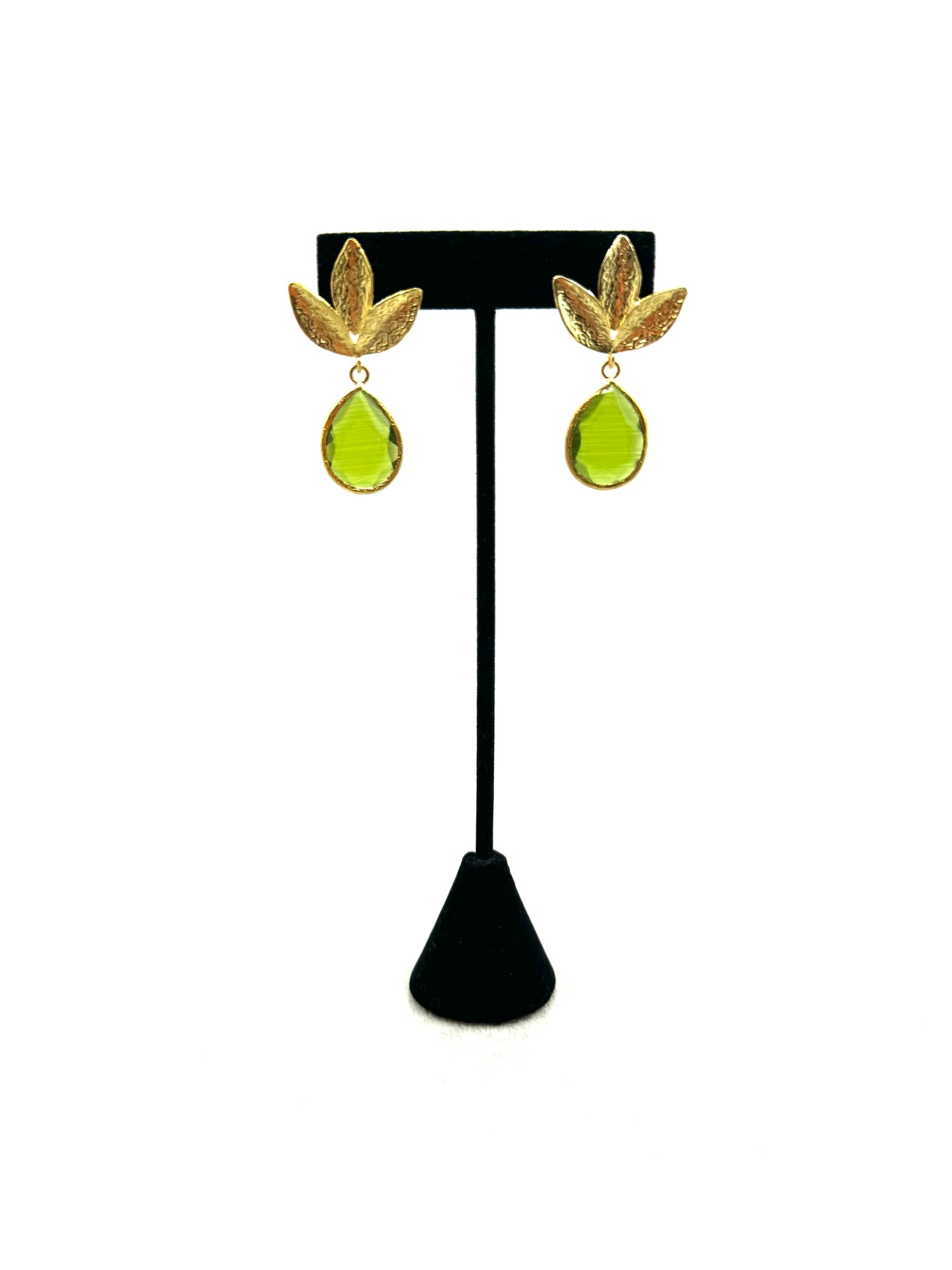 Green Drop Leaf Earrings