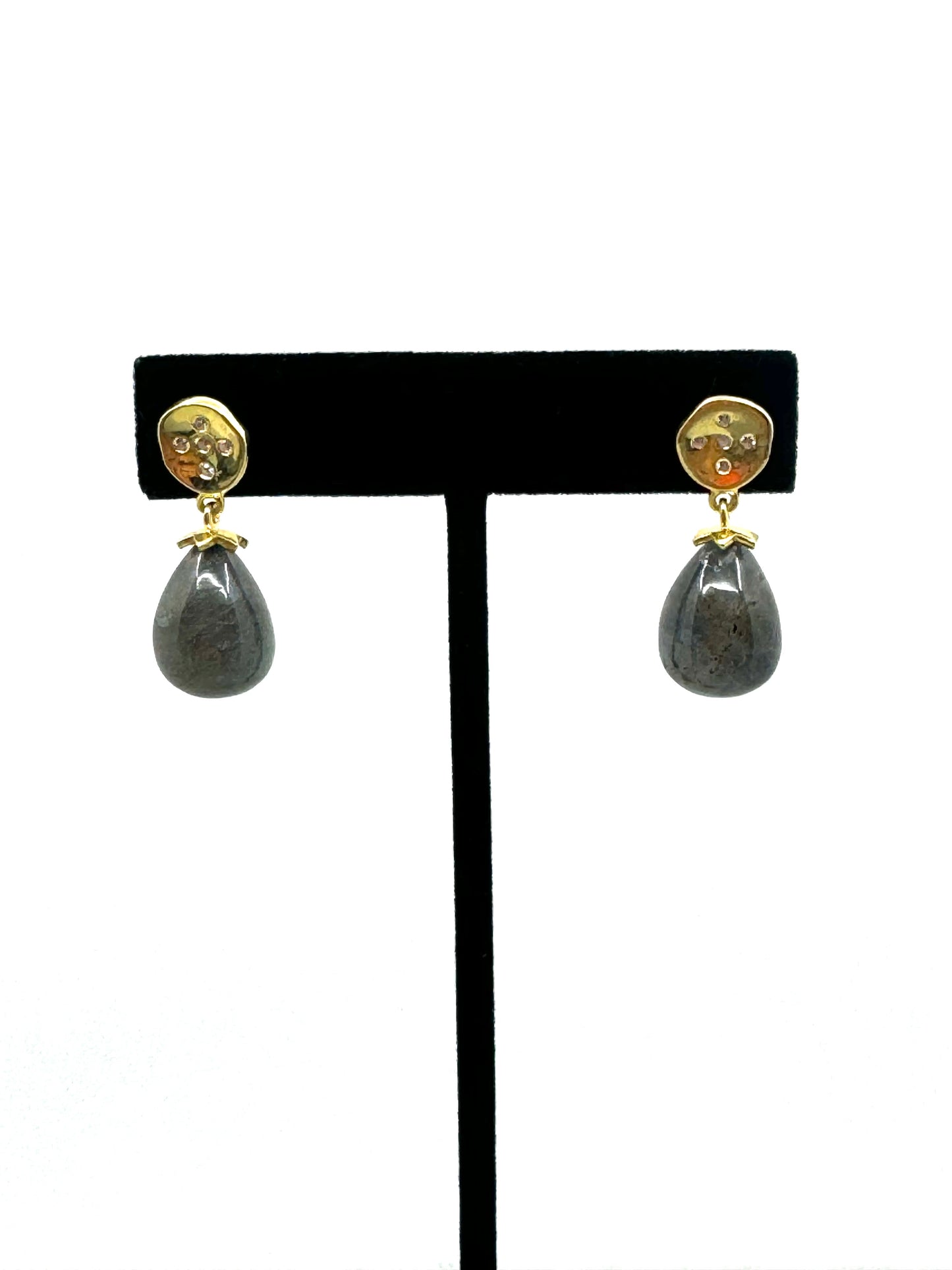 Gold and Labradorite Drop Earrings