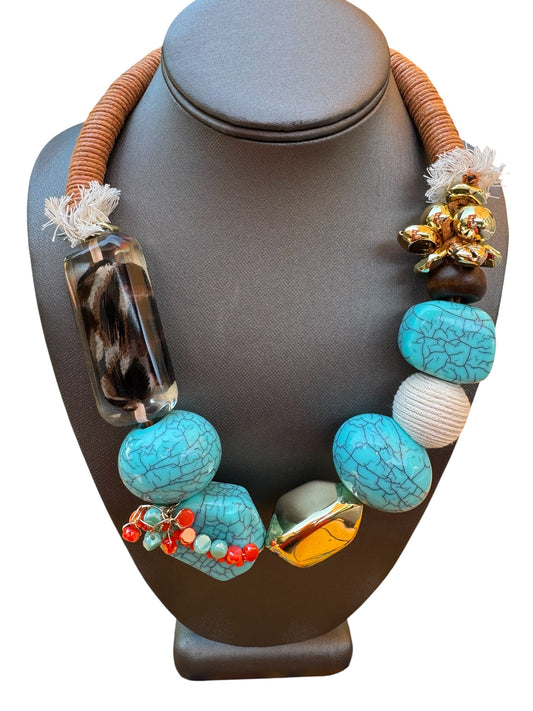Large Multicolor Acrylic Bead Necklace