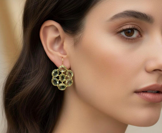 Citrine Rose Shape Drop Earrings