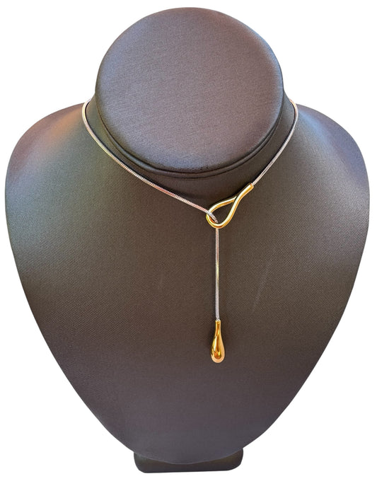 Two Tone Elevator Long Chain Necklace