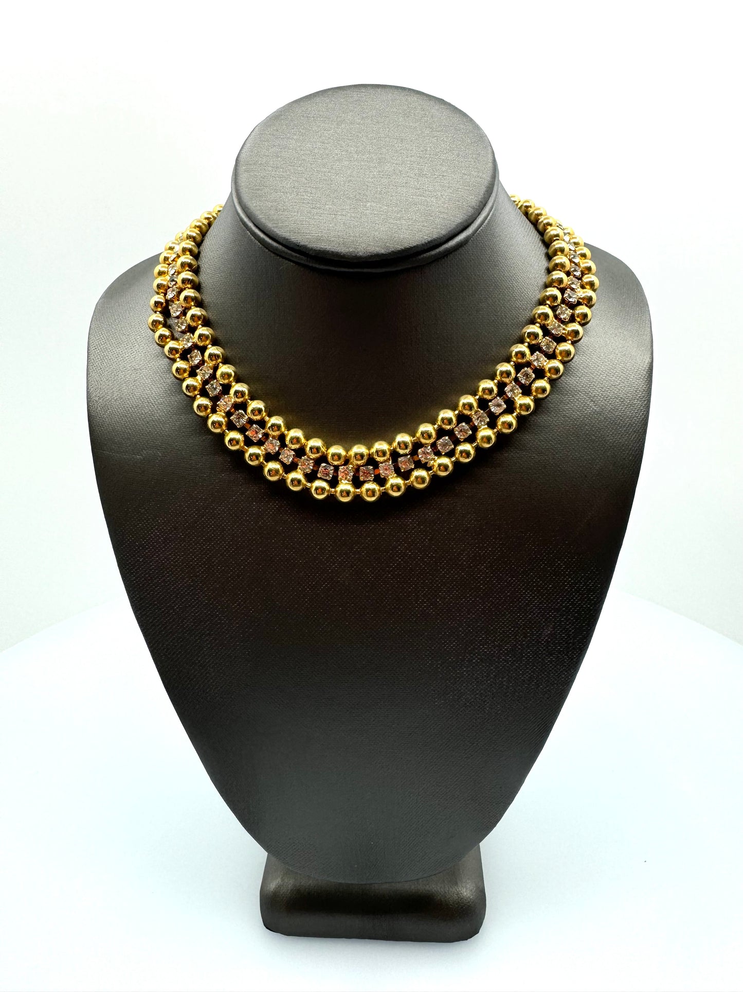 Gold &  Double Row Crystal Necklace- As Is