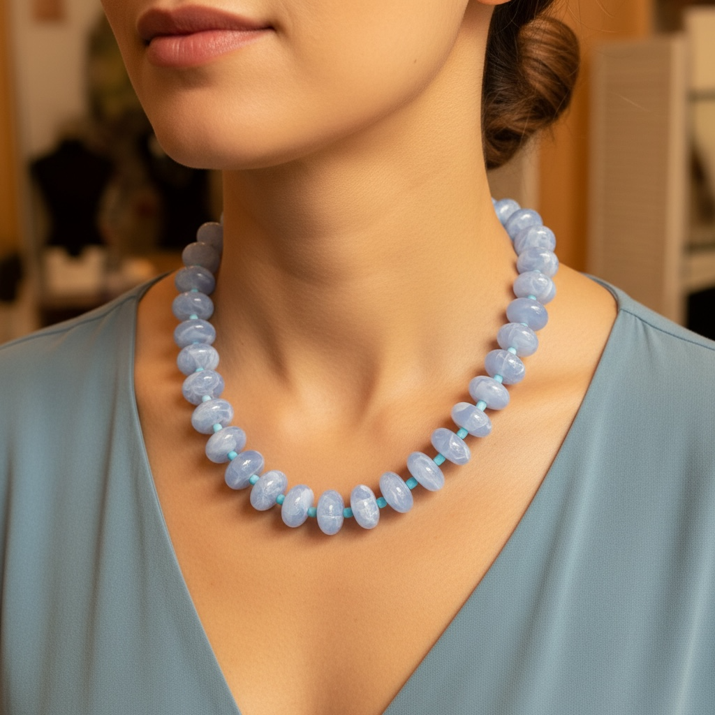 Deep Blue Acrylic Bead Necklace