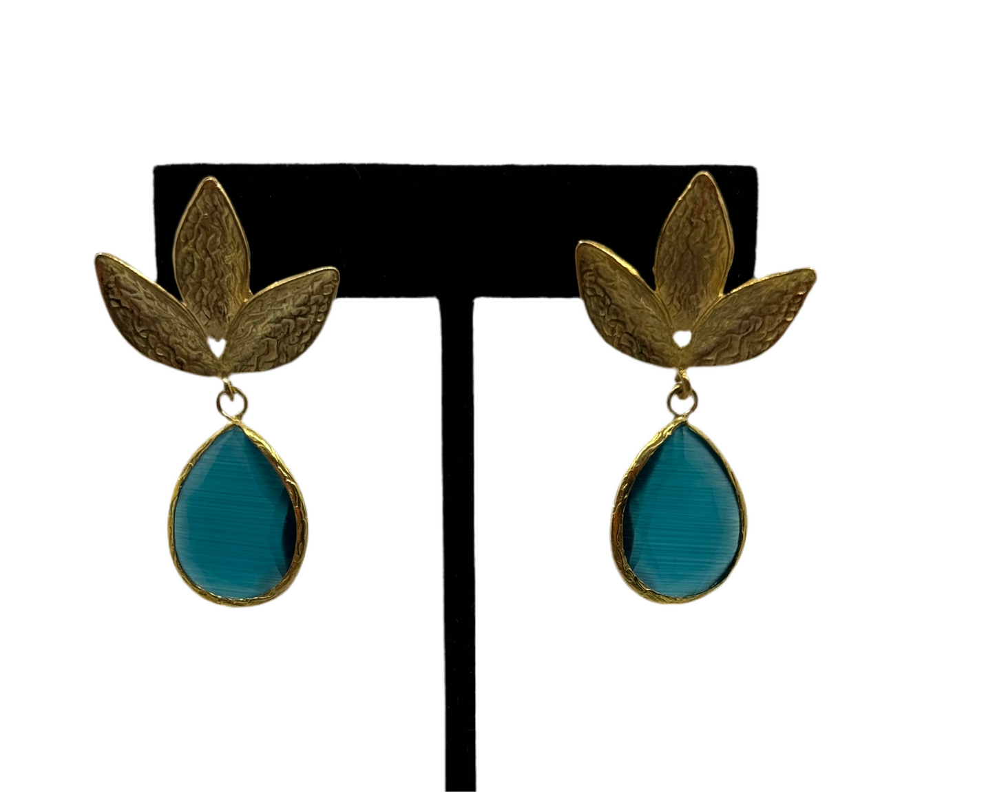 Blue Drop Leaf Earrings