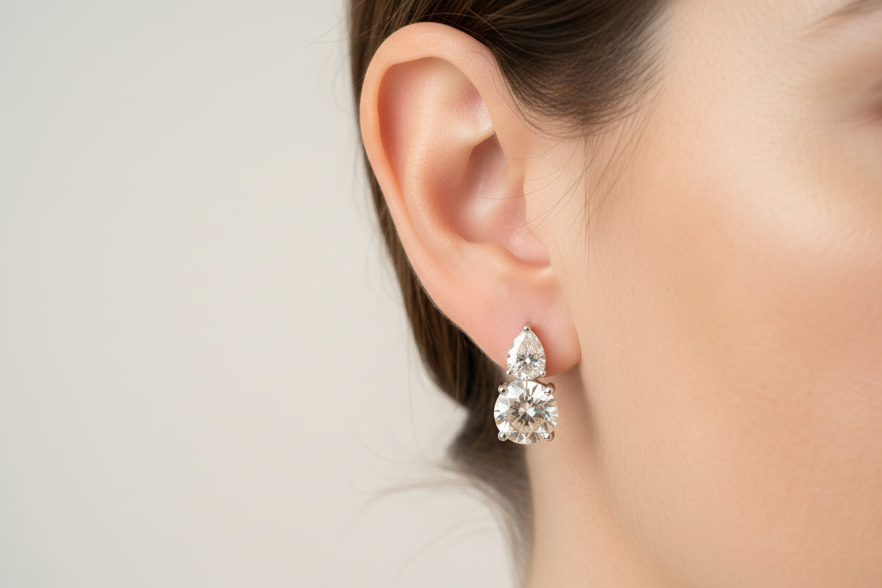 Two and Half Carat Cubic Zirconium Stud Earrings