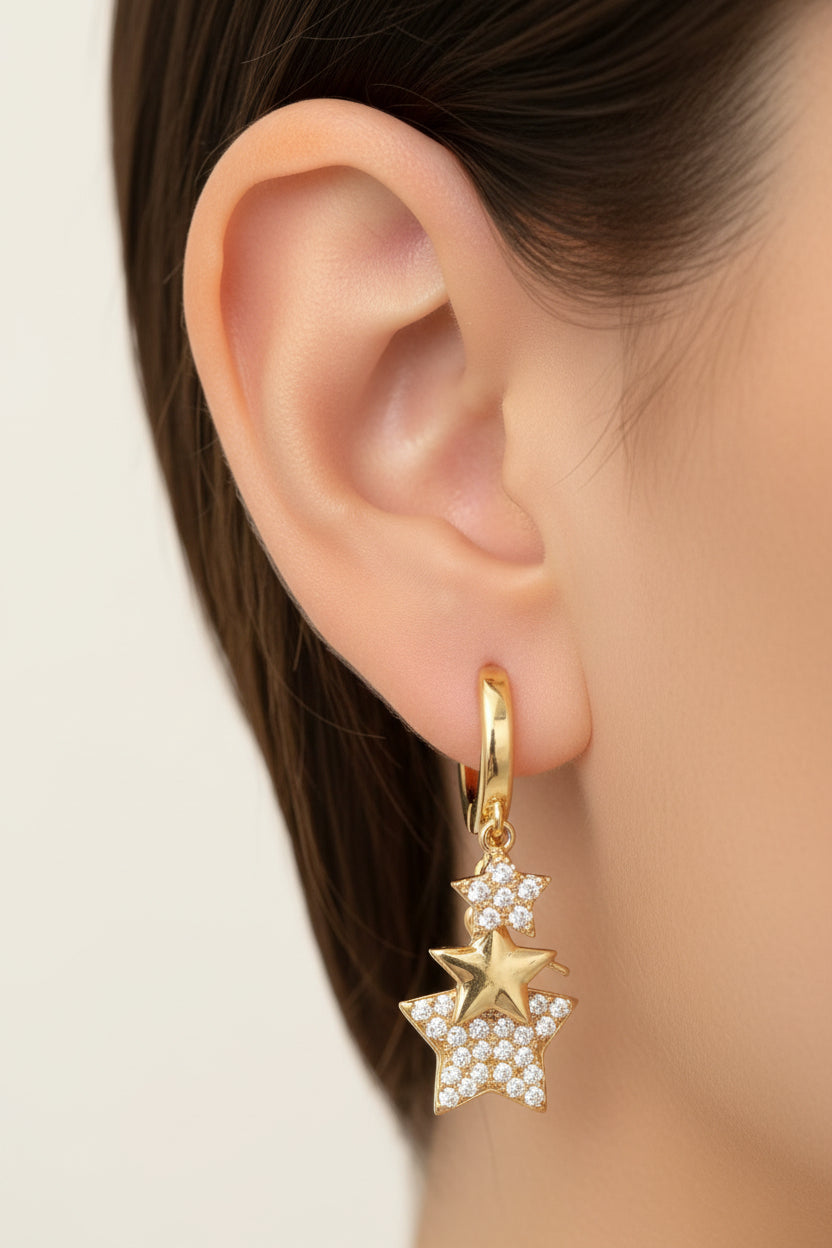 Gold Multi Star Hoop Earrings