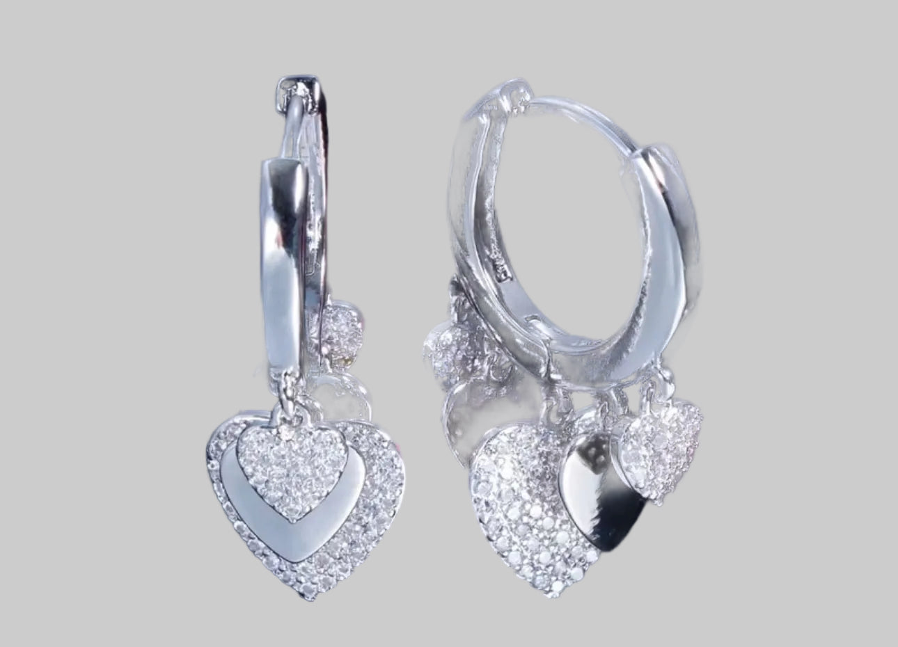 Silver Multi Heart Hoop Earrings