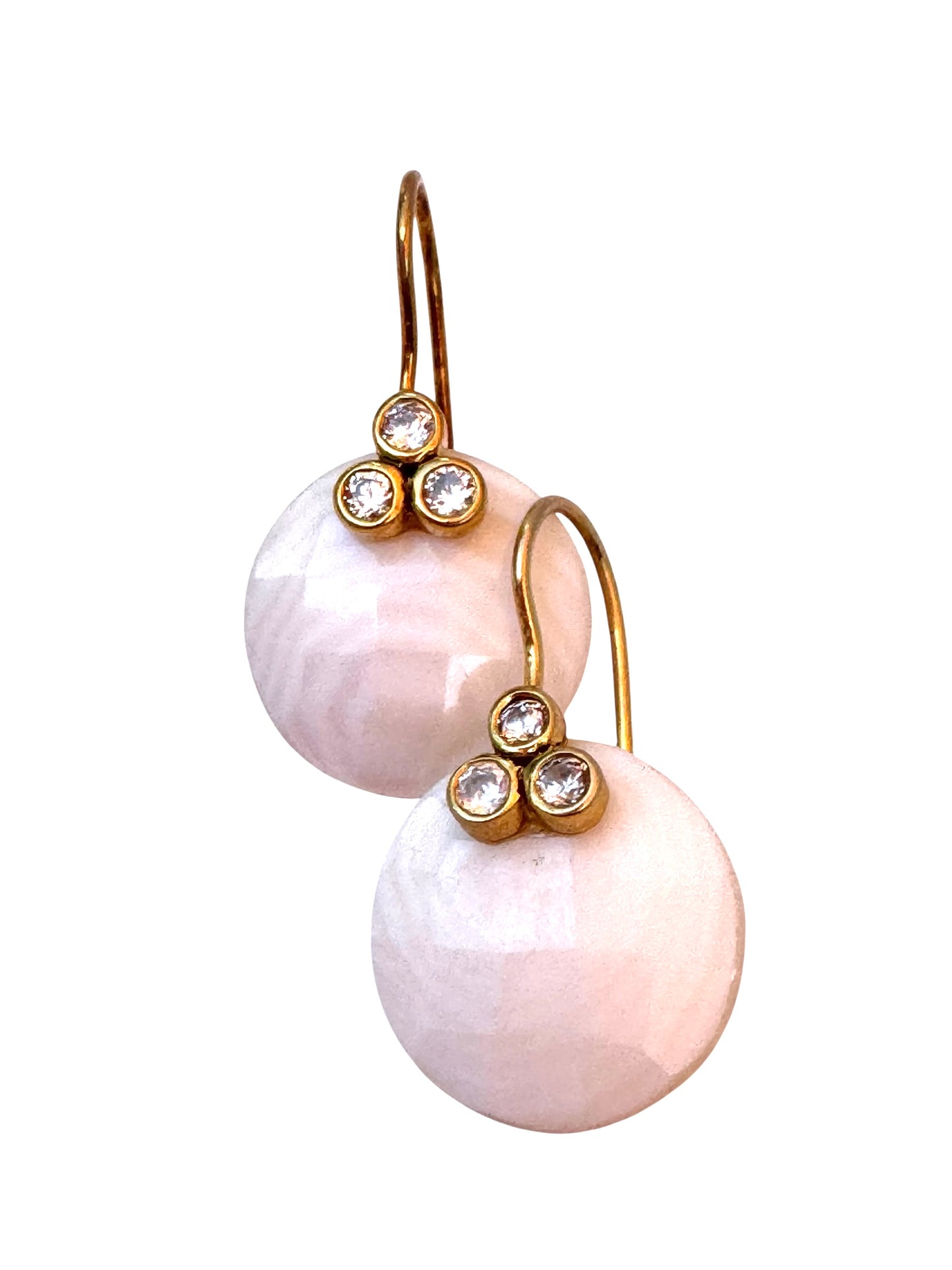 White Onxy Disc Drop Earrings