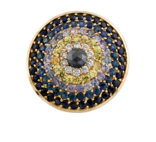 18K Yellow Gold, Sapphire & Yellow Diamond Pendant