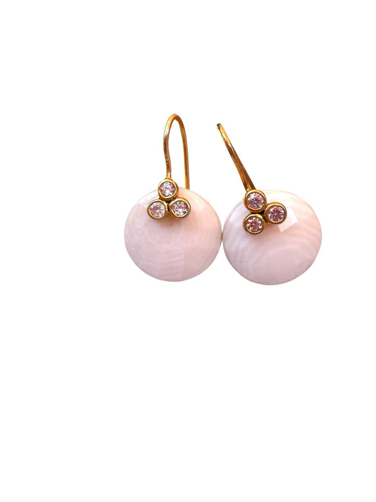 White Onxy Disc Drop Earrings