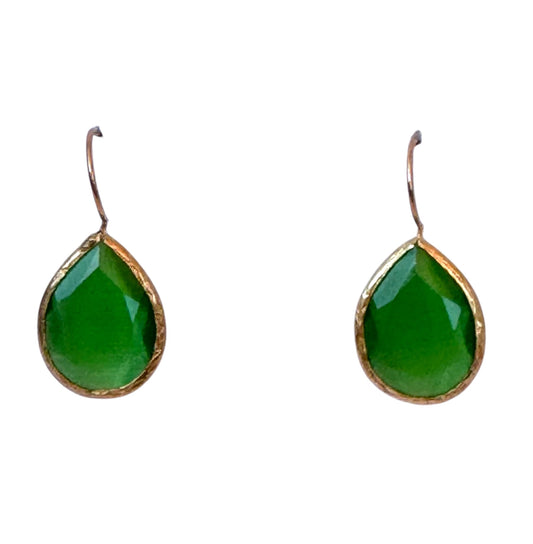 Green Quartz Tear Drop Earrings
