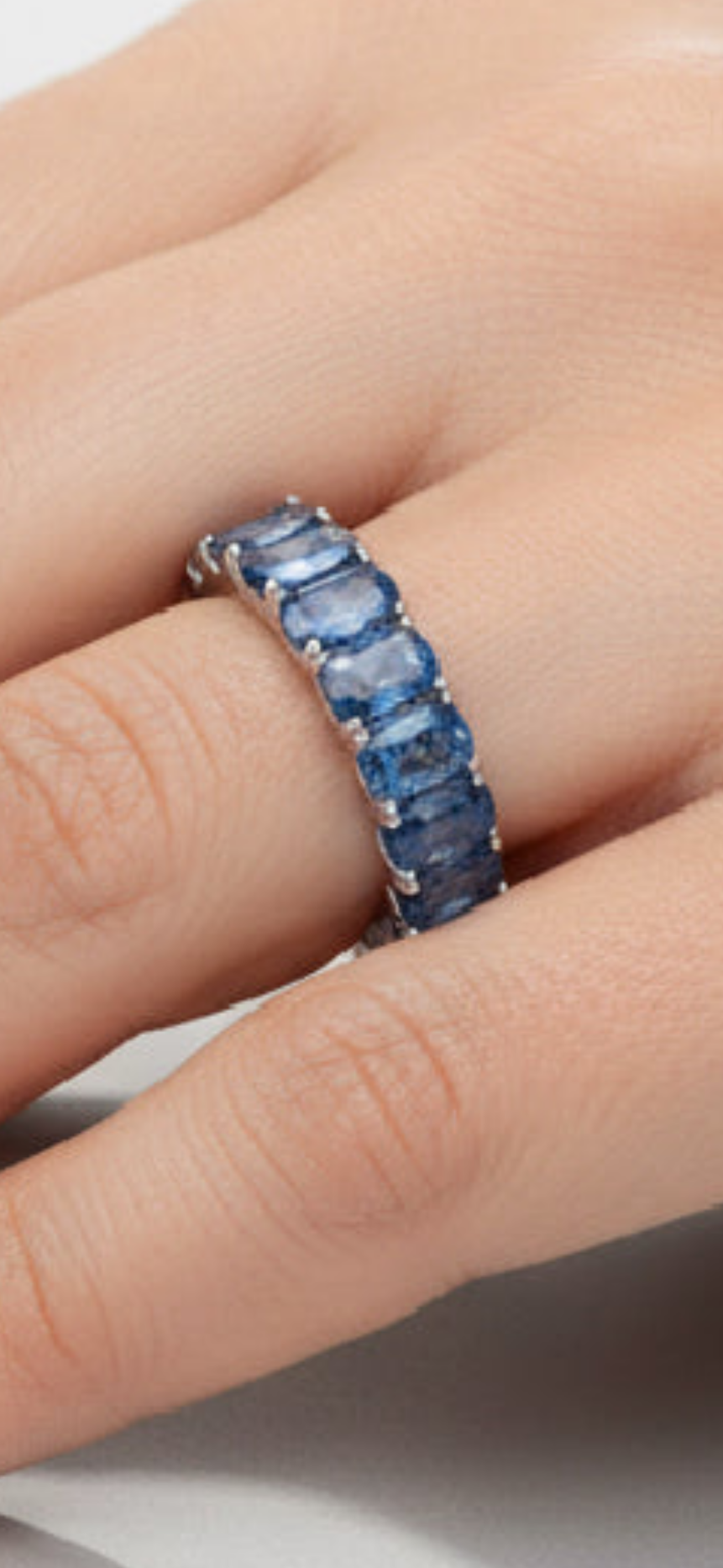 Blue Topaz Cubic Zirconium Chanel Set Band