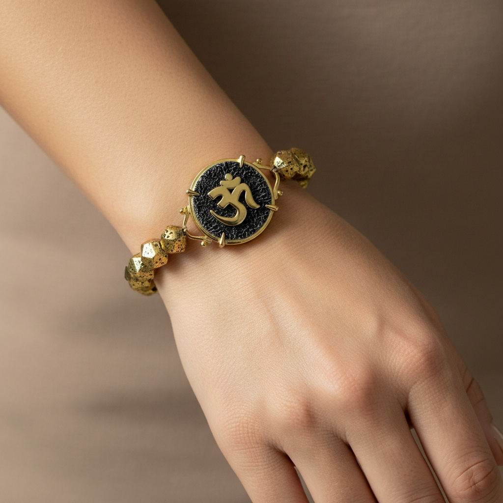 Large OAM & Gold Bead Bracelet