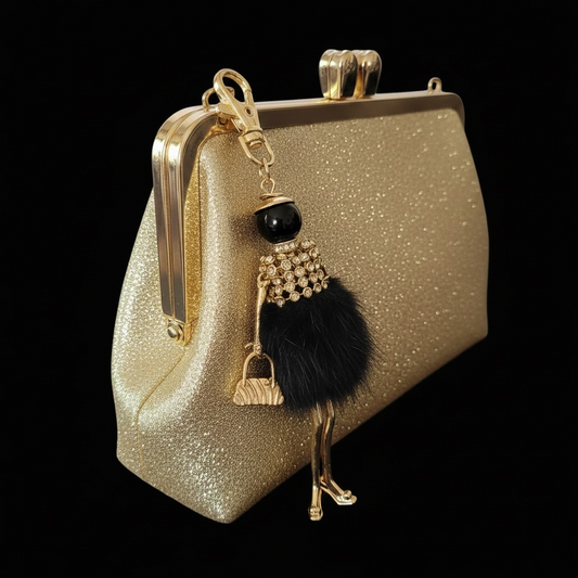 Miss Black Glamour Fur Purse Charm