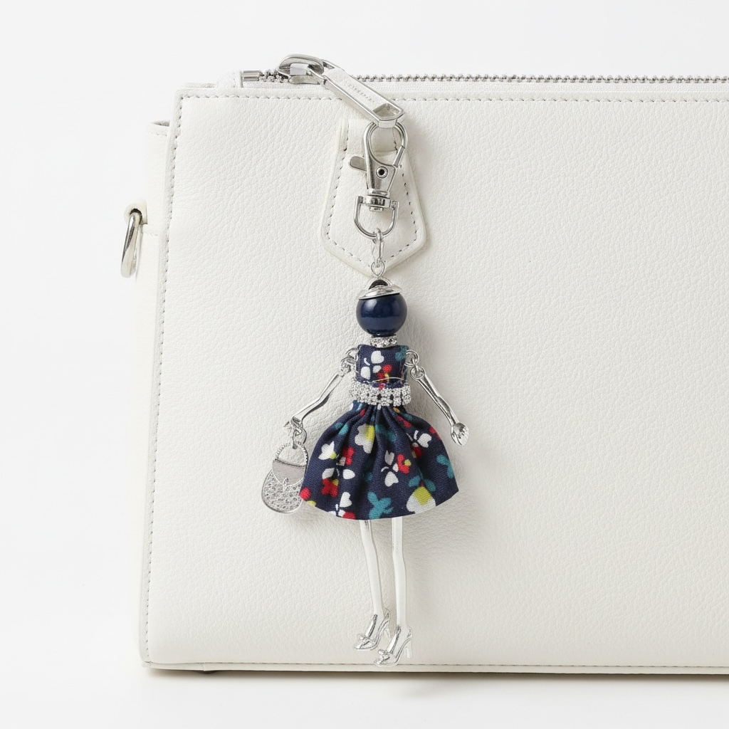 Miss Floral Blue Purse Charm