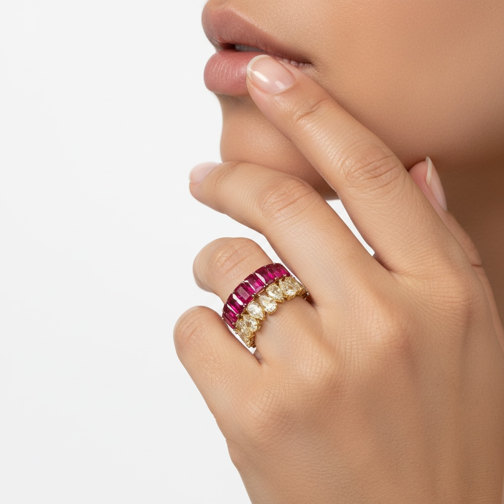 Yellow Cubic Zirconium Chanel Set Band