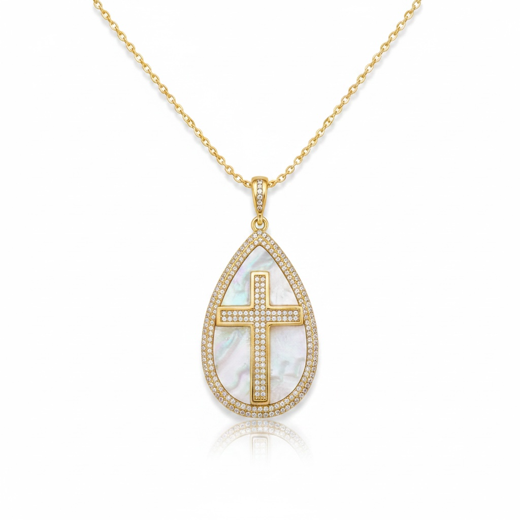 Mother of Pearl & Cross Charm/ Chain Not Included